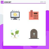 Modern Set of 4 Flat Icons Pictograph of click spring ppc call tree Editable Vector Design Elements