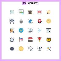 Flat Color Pack of 25 Universal Symbols of dish pp asset movie distribution Editable Vector Design Elements