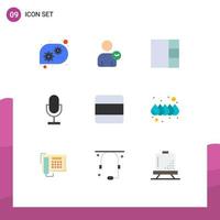 9 Flat Color concept for Websites Mobile and Apps vertical layout layout grid microphone Editable Vector Design Elements