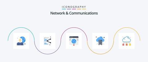 Network And Communications Flat 5 Icon Pack Including server. cloud. application. website. link vector