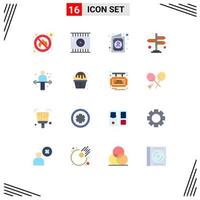 Universal Icon Symbols Group of 16 Modern Flat Colors of weightlifting exercise health dumbbell navigation Editable Pack of Creative Vector Design Elements