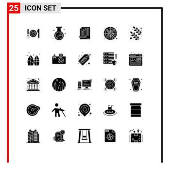 25 universal sólido glifo señales símbolos de suerte grafico mejoramiento gráfico analítica editable vector diseño elementos