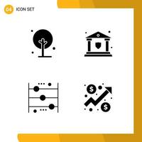 Set of 4 Commercial Solid Glyphs pack for farm calculating small security counting Editable Vector Design Elements