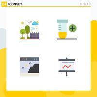 Universal Icon Symbols Group of 4 Modern Flat Icons of building page park space picture Editable Vector Design Elements