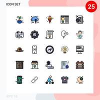 Set of 25 Modern UI Icons Symbols Signs for development coding growth browser ice cream Editable Vector Design Elements