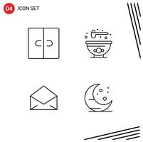 Modern Set of 4 Filledline Flat Colors Pictograph of closet message interior food farming Editable Vector Design Elements