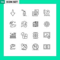 Set of 16 Vector Outlines on Grid for tree beach folder support interface Editable Vector Design Elements