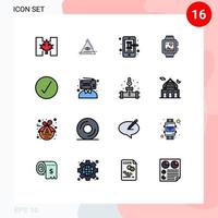 Set of 16 Modern UI Icons Symbols Signs for circle heart mobile love handwatch Editable Creative Vector Design Elements