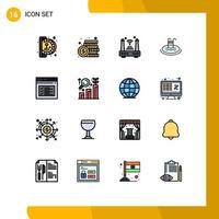 Mobile Interface Flat Color Filled Line Set of 16 Pictograms of service pool payment hotel things Editable Creative Vector Design Elements