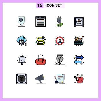 Modern Set of 16 Flat Color Filled Lines and symbols such as setting hobby website hobbies power Editable Creative Vector Design Elements