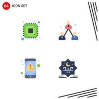 Editable Vector Line Pack of 4 Simple Flat Icons of computer error storage management virus Editable Vector Design Elements