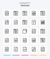 Creative Multimedia 25 OutLine icon pack  Such As file. audio. mac. search. app vector