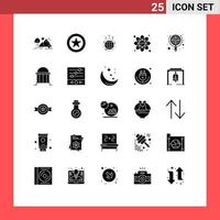 25 Universal Solid Glyphs Set for Web and Mobile Applications seo coding business atom world Editable Vector Design Elements