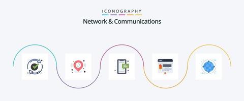 Network And Communications Flat 5 Icon Pack Including website. layout. map pin. edit. mobile vector