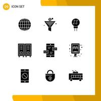 Pictogram Set of 9 Simple Solid Glyphs of div app development ball reading library Editable Vector Design Elements