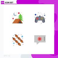 Group of 4 Flat Icons Signs and Symbols for adventure sweet control pad pad chat setting Editable Vector Design Elements