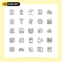 Set of 25 Modern UI Icons Symbols Signs for card portfolio forest job curriculum Editable Vector Design Elements