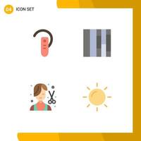 Group of 4 Modern Flat Icons Set for accessory fashion headphone gird grooming Editable Vector Design Elements