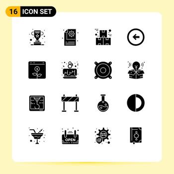 Solid Glyph Pack of 16 Universal Symbols of left user box button production Editable Vector Design Elements