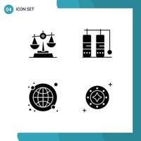 4 User Interface Solid Glyph Pack of modern Signs and Symbols of gdpr internet baluance vacation cosmos Editable Vector Design Elements