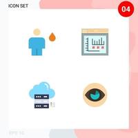 Set of 4 Vector Flat Icons on Grid for avatar sever fire internet data Editable Vector Design Elements