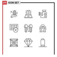 9 Universal Outlines Set for Web and Mobile Applications bath hardware mixer gadget computers Editable Vector Design Elements