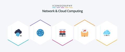 Network And Cloud Computing 25 Flat icon pack including data. folder. technology. file. storage vector