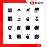 Pictogram Set of 16 Simple Solid Glyphs of money mail kitchen email attachment Editable Vector Design Elements