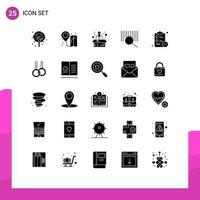 Editable Vector Line Pack of 25 Simple Solid Glyphs of time clipboard market checklist product Editable Vector Design Elements