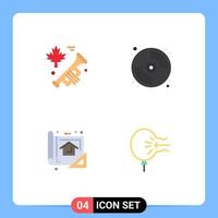 Modern Set of 4 Flat Icons Pictograph of canada design cd paint print Editable Vector Design Elements