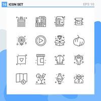 Pictogram Set of 16 Simple Outlines of idea product creative modern product release Editable Vector Design Elements