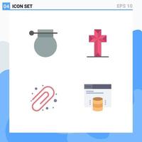 Group of 4 Flat Icons Signs and Symbols for army back to school war christian paper clip Editable Vector Design Elements