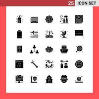 Group of 25 Solid Glyphs Signs and Symbols for report page accustic data waste Editable Vector Design Elements