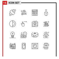 Outline Pack of 16 Universal Symbols of structure science hardware computer mouse Editable Vector Design Elements