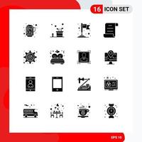 Modern Set of 16 Solid Glyphs Pictograph of check accept sport script document Editable Vector Design Elements