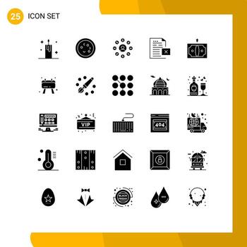 Editable Vector Line Pack of 25 Simple Solid Glyphs of file delete laboratory data doller Editable Vector Design Elements