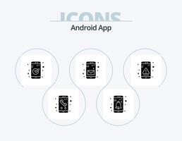 Android App Glyph Icon Pack 5 Icon Design. error. mobile. user. message. ui vector