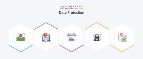 Data Protection 25 Flat icon pack including . security. programming. location. lock vector