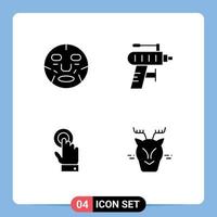 Modern Set of 4 Solid Glyphs Pictograph of beauty toch mask perforator interface Editable Vector Design Elements