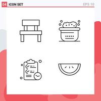 Modern Set of 4 Filledline Flat Colors Pictograph of bench checklist interior bath tasks Editable Vector Design Elements