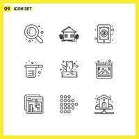 Set of 9 Vector Outlines on Grid for measuring cooking app cook mobile Editable Vector Design Elements