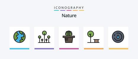 Nature Line Filled 5 Icon Pack Including . tree trees. globe. tree. nature. Creative Icons Design vector