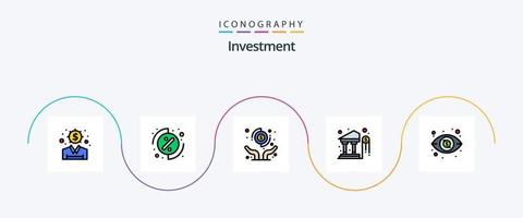 inversión línea lleno plano 5 5 icono paquete incluso vista. dólar. manos. dinero. dólar vector