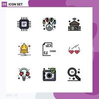 Set of 9 Modern UI Icons Symbols Signs for code notify house notification wifi Editable Vector Design Elements