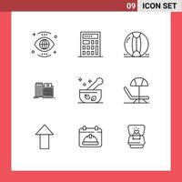 Pack of 9 creative Outlines of medical clinic plastic building healthcare Editable Vector Design Elements