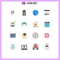 Set of 16 Modern UI Icons Symbols Signs for book tools global service geography Editable Pack of Creative Vector Design Elements