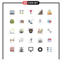 Mobile Interface Flat Color Set of 25 Pictograms of box earth day heart stairs floor Editable Vector Design Elements