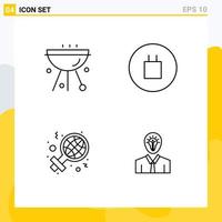 User Interface Pack of 4 Basic Filledline Flat Colors of barbecue international food beliefs sign Editable Vector Design Elements