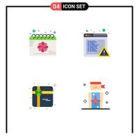 Group of 4 Flat Icons Signs and Symbols for calendar present spring error goal Editable Vector Design Elements