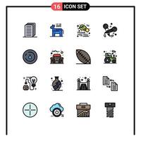 Universal Icon Symbols Group of 16 Modern Flat Color Filled Lines of power energy autumn singing microphone Editable Creative Vector Design Elements